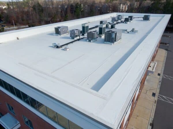 TPO roof with air conditioning units on a commercial property