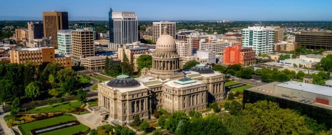 Commercial roofs in the boise idaho skyline.