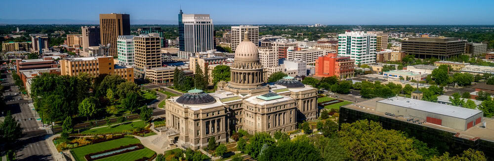 Commercial roofs in the boise idaho skyline.