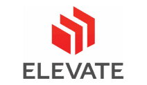 elevate logo Red geometric shapes point upward above “ELEVATE,” symbolizing commercial roofing, flat roof repair, TPO and EPDM roofing services.